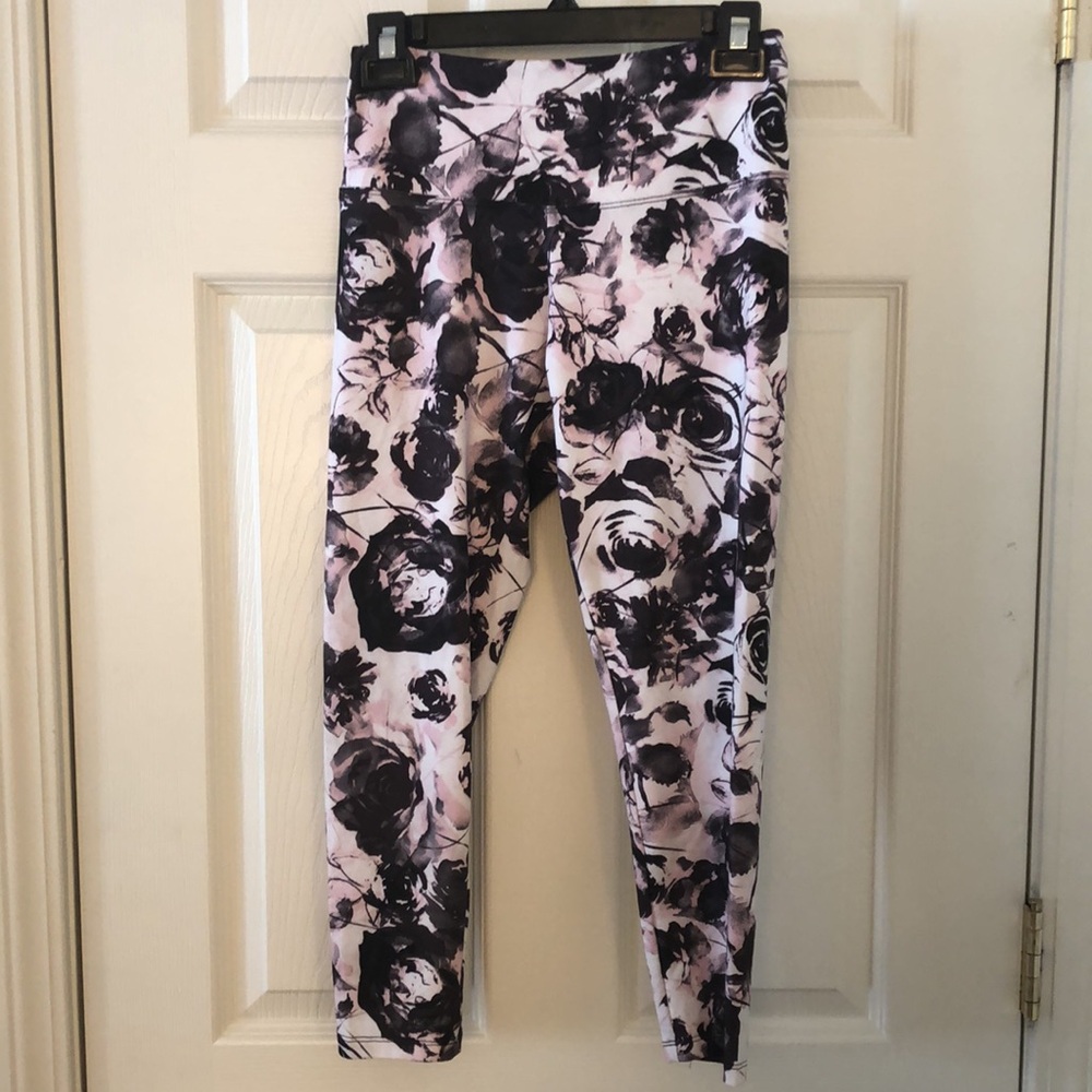 Pink + Black Floral Athletic Leggings